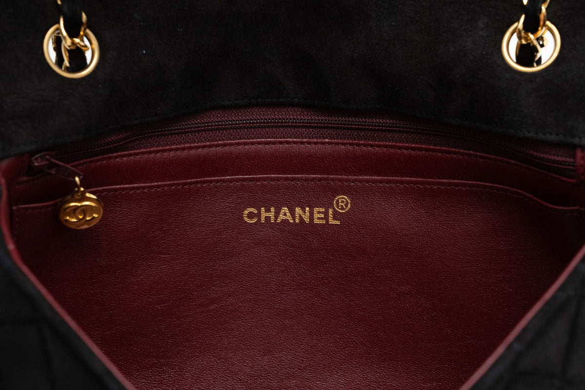 Chanel Black Suede Single Flap 10"