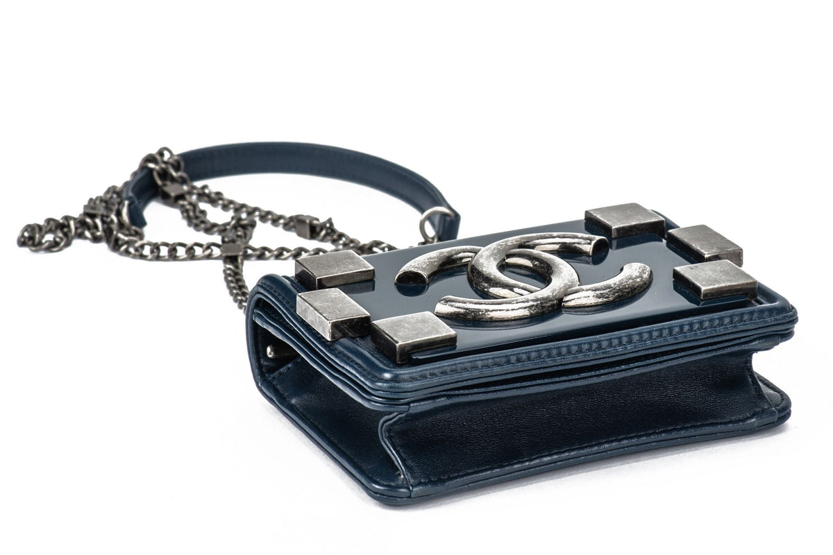 Chanel Boy Brick Flap Bag Navy
