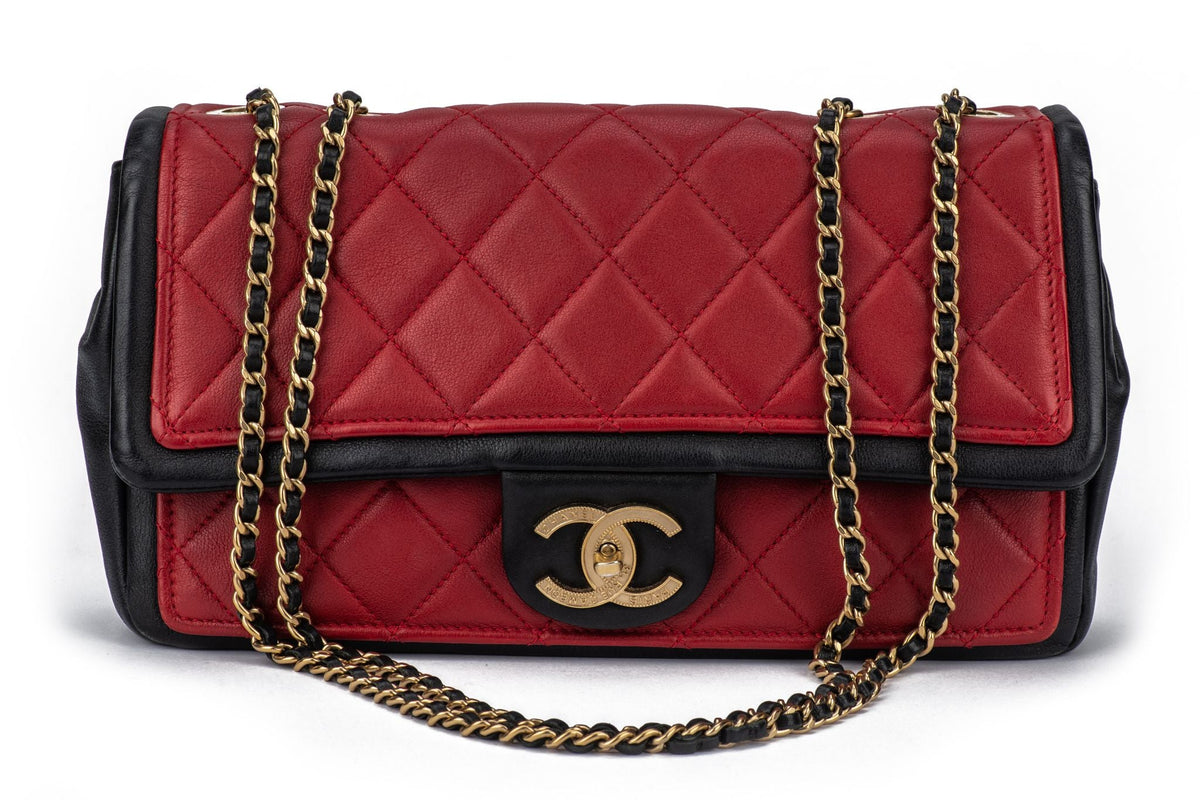 Chanel Graphic Single Flap Bag Black Red