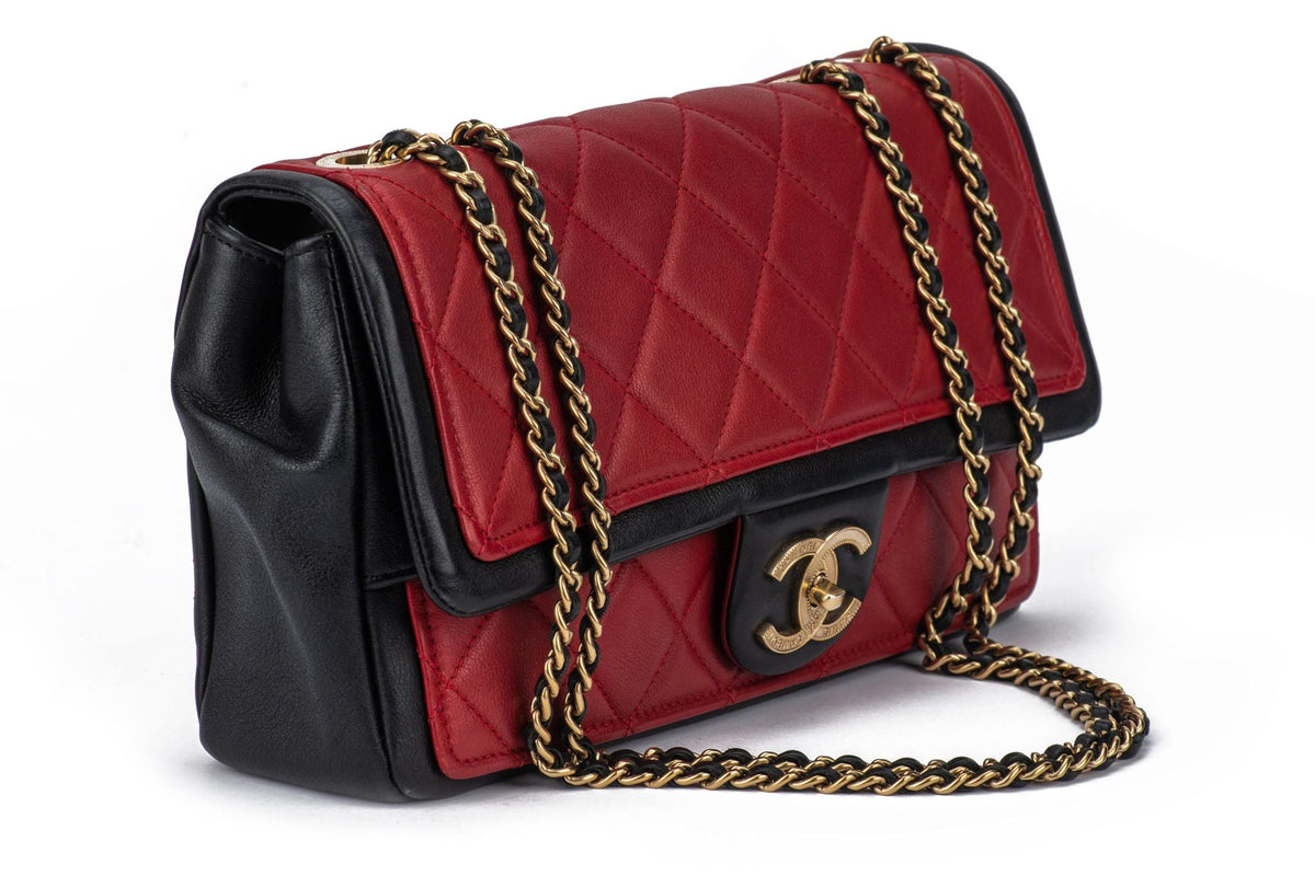 Chanel Graphic Single Flap Bag Black Red