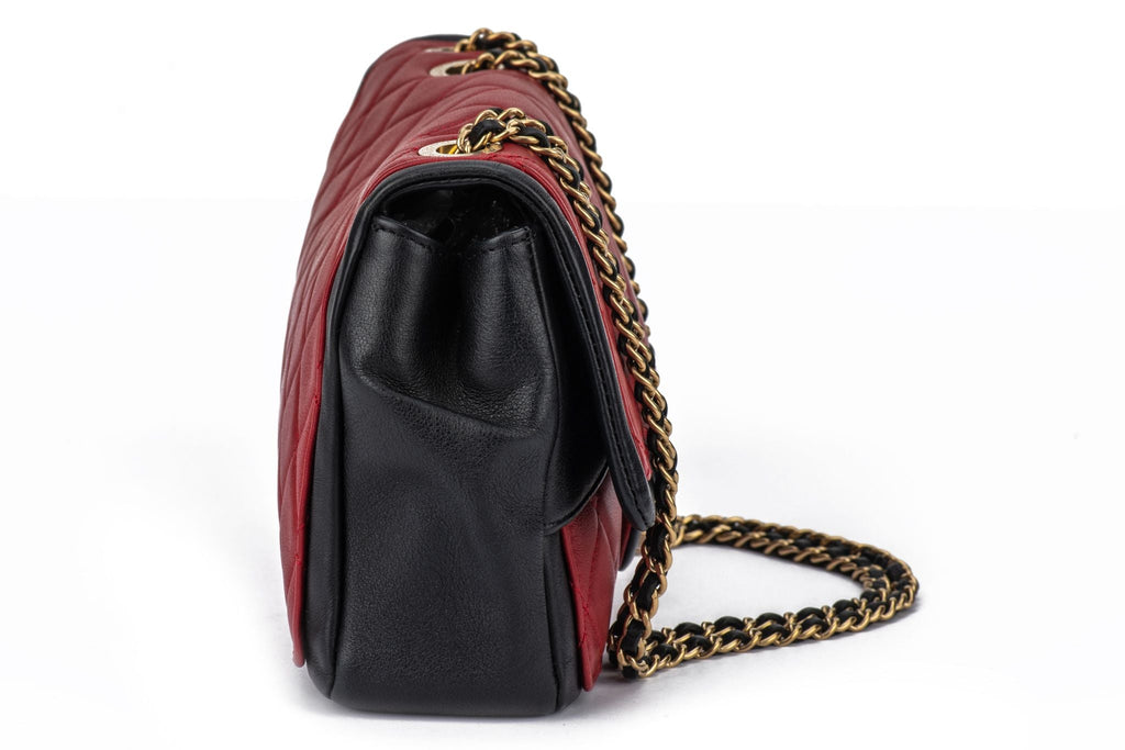Chanel Graphic Single Flap Bag Black Red