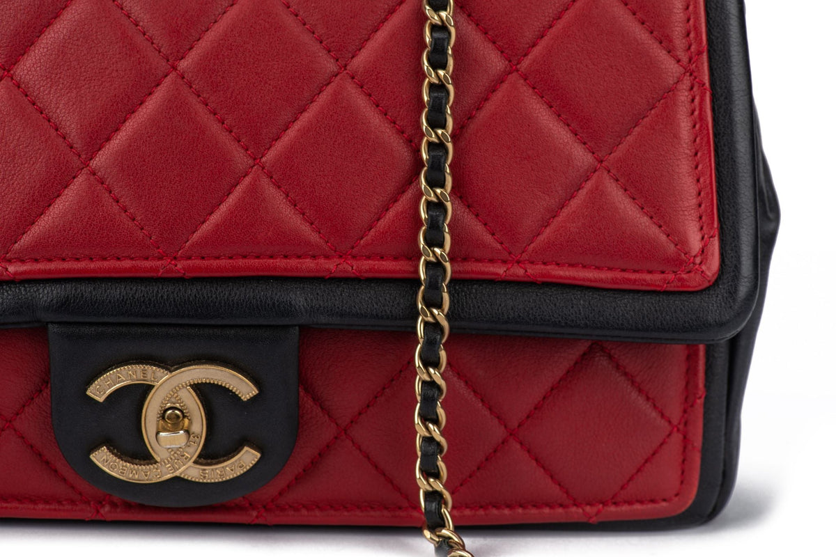 Chanel Graphic Single Flap Bag Black Red