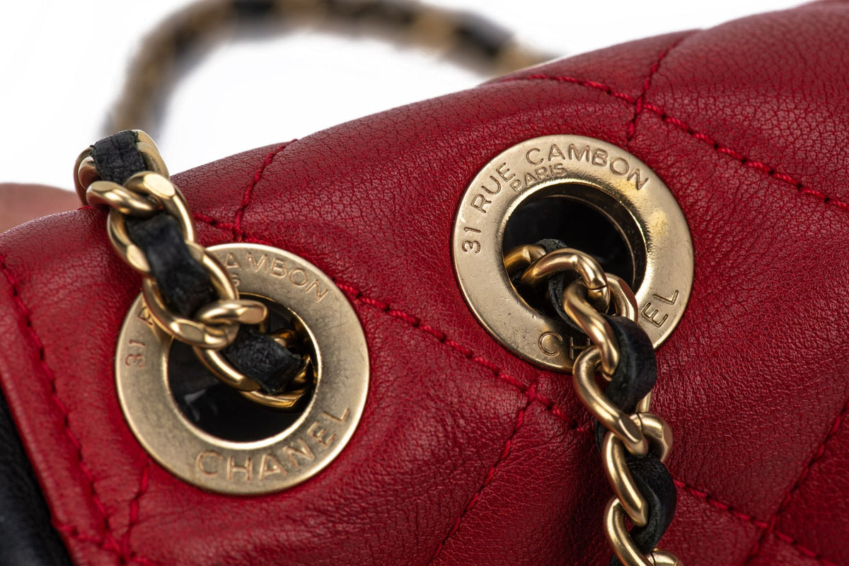 Chanel Graphic Single Flap Bag Black Red