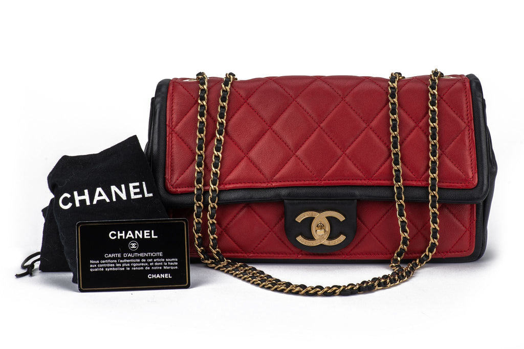 Chanel Graphic Single Flap Bag Black Red