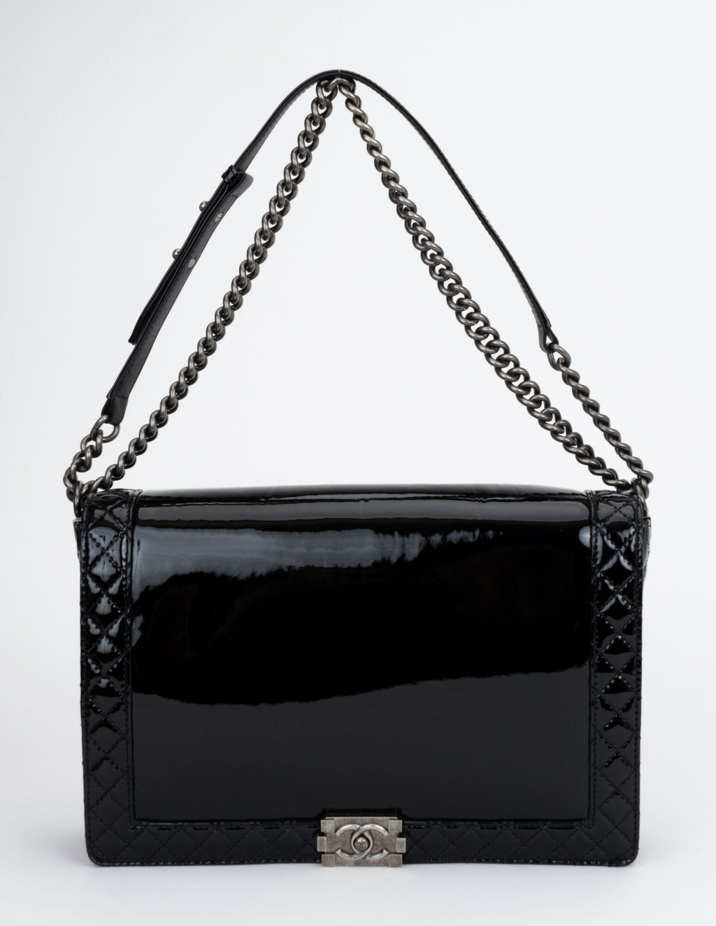 Chanel Black Patent Maxi Boy Bag