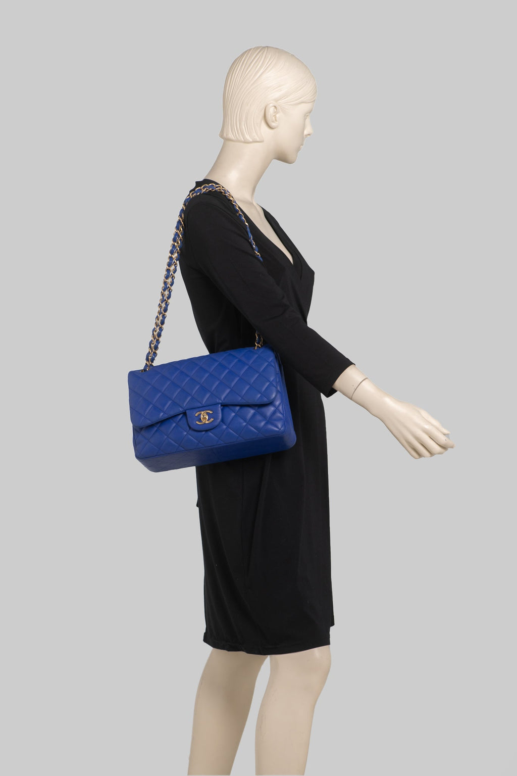 Chanel Jumbo Blue Quilted Double Flap