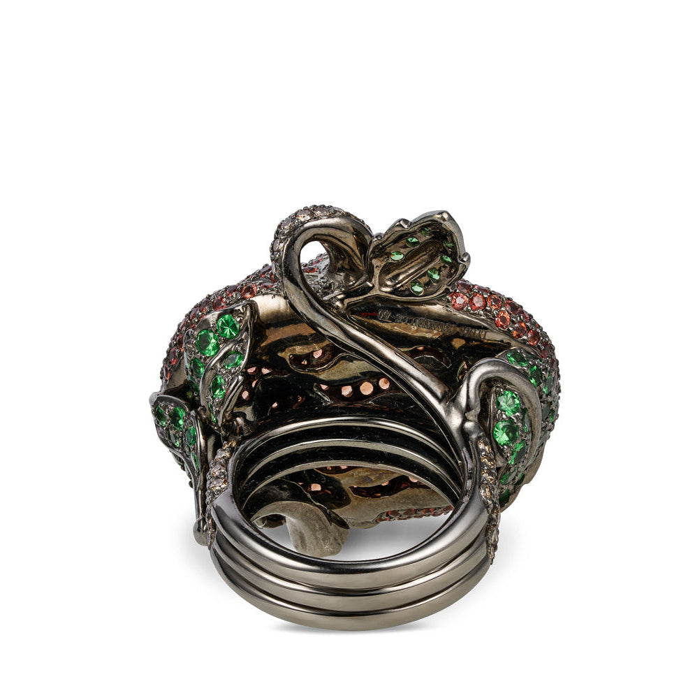 Gold Lydia Courteille pumpkin ring featuring intricate detailing and a unique design, perfect for statement jewelry.