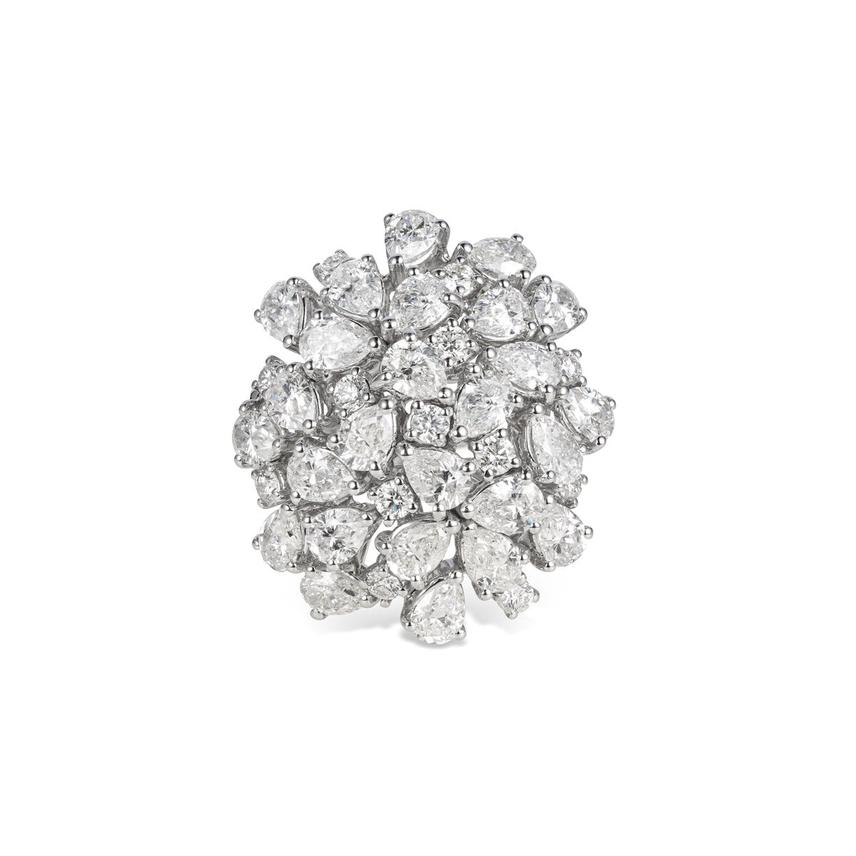 Leo Pizzo Cocktail Cluster Dome Diamond Ring featuring a sparkling cluster of diamonds on a sleek band.