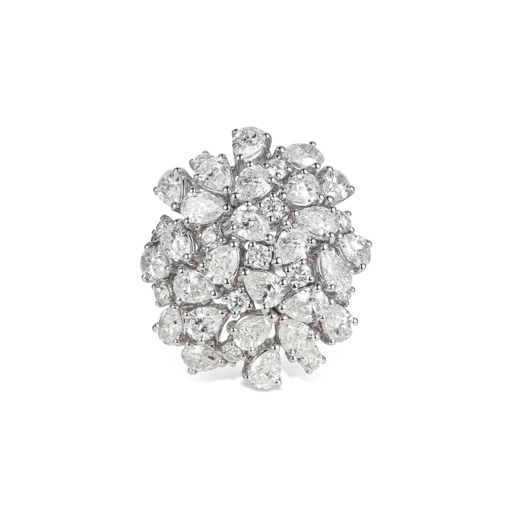 Leo Pizzo Cocktail Cluster Dome Diamond Ring featuring a sparkling cluster of diamonds on a sleek band.