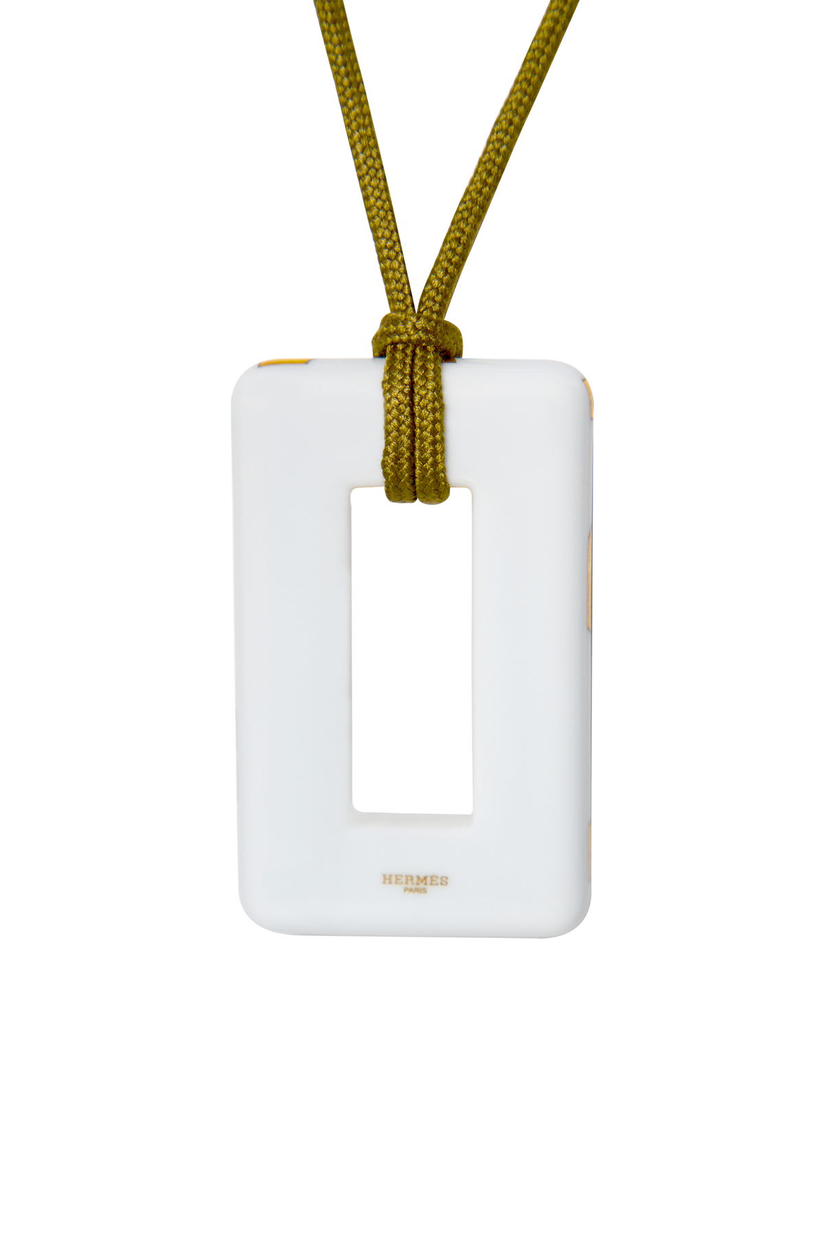 Hermès porcelain pendant necklace featuring a smooth, elegant white porcelain pendant on a delicate chain.