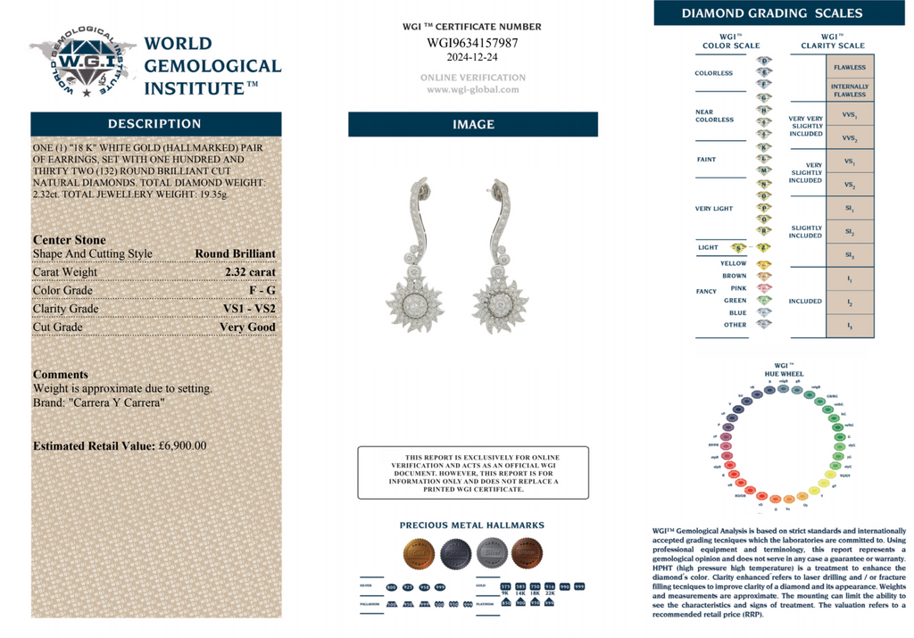 Carrera y Carrera Sol y Sombra Diamond Sun Earrings featuring sparkling diamonds and intricate sunburst design.