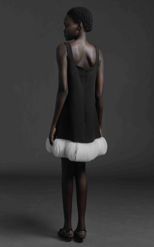 Black Short Pleated Hem Dress