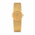 Vintage Patek Philippe Ellipse 4139/1 18K gold ladies bracelet watch with a sleek, elegant design and classic round dial.