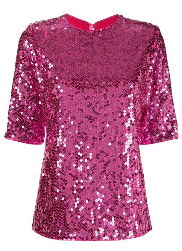 Yves Saint Laurent Rive Gauche sequin top with shimmering silver sequins and a stylish, fitted design.