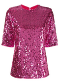Yves Saint Laurent Rive Gauche sequin top with shimmering silver sequins and a stylish, fitted design.