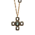 Vintage Finds Gripoix Cross long necklace featuring colorful glass beads and a decorative cross pendant.
