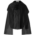 Black layered silk blouse from Yves Saint Laurent, stylish black top with elegant draped design and layered fabric details.