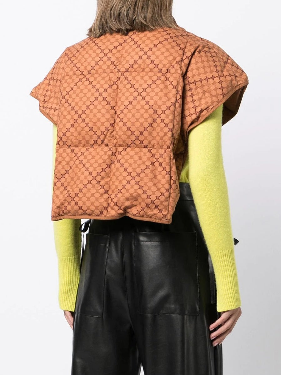 Celine cropped padded plaid jacket with a bolero-style back, featuring a stylish and structured blazer design in a classic plaid pattern.