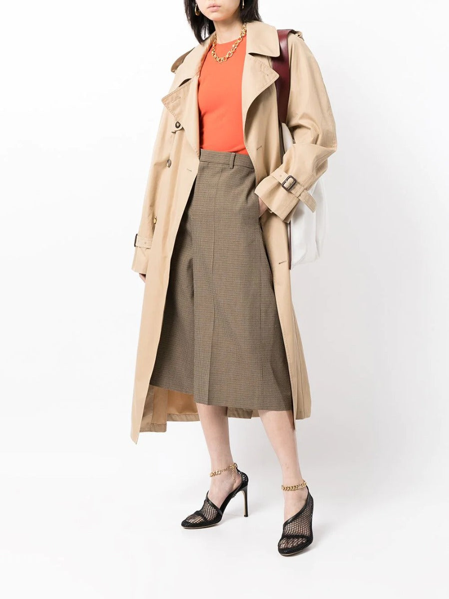 Celine 2019 check wool culottes, stylish trousers with a check pattern and wide-leg design, made from soft wool fabric.