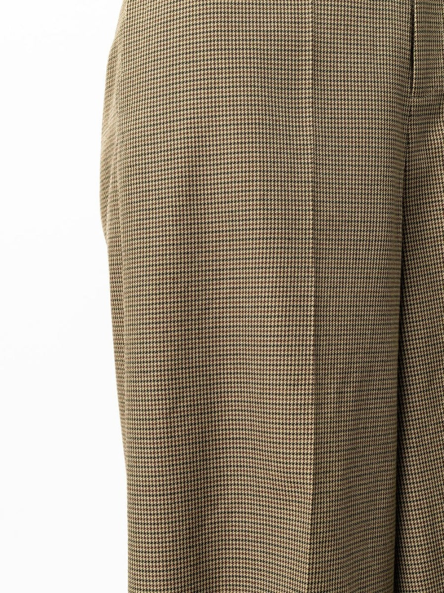 Celine 2019 check wool culottes, stylish trousers with a check pattern, featuring a tailored fit and wide-leg design.