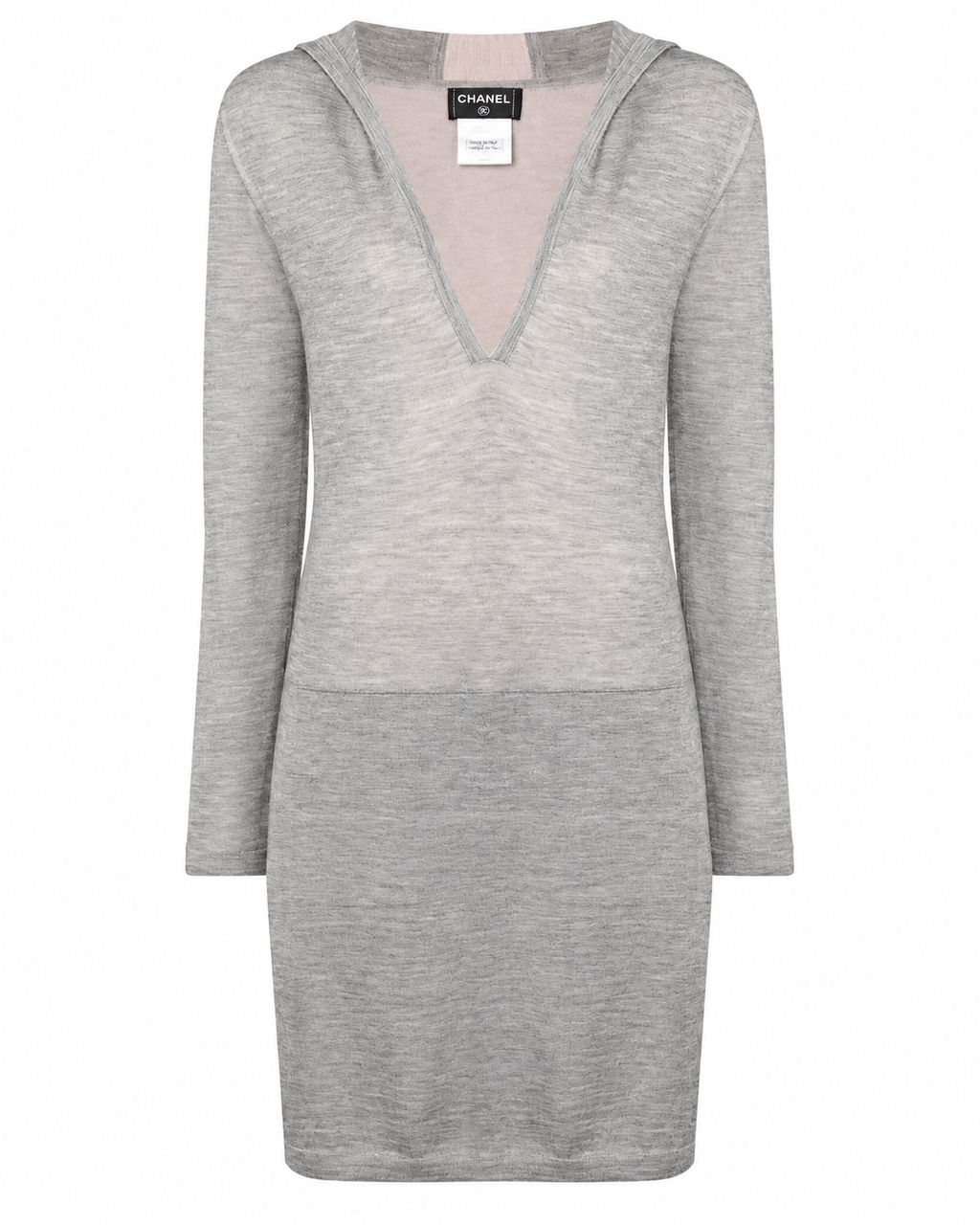 Chanel long grey hooded lounge top with relaxed fit and soft fabric, perfect for casual, comfortable wear.