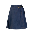 Balenciaga toggle-fastened A-line denim skirt with front buttons and classic blue denim fabric, stylish and versatile for casual wear.