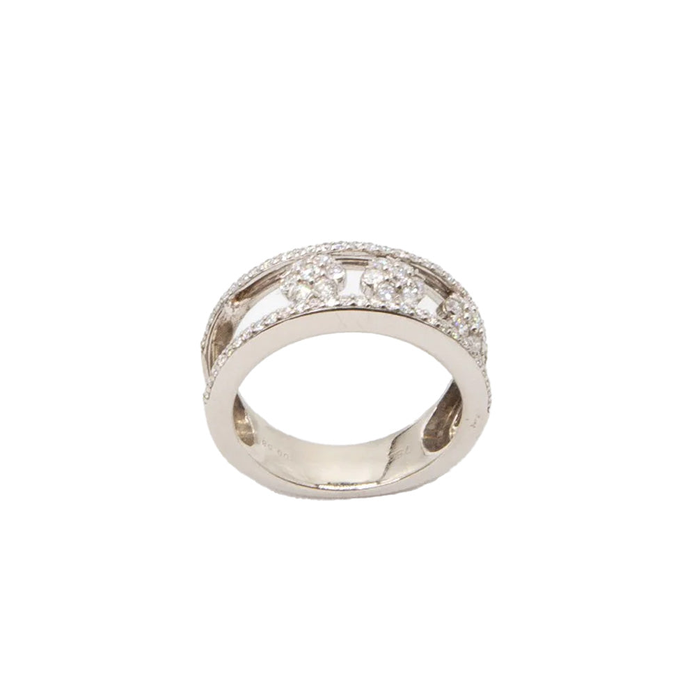 Messika Diamond Floral Ring featuring intricate floral design with sparkling diamonds on a sleek ring band.