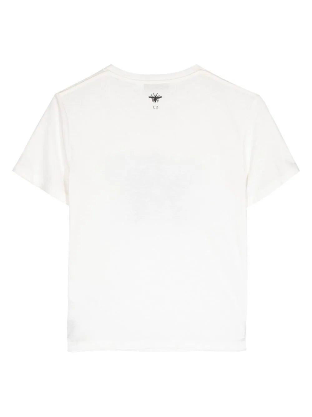 Dior graphic print white T-shirt featuring bold design on the front, made from soft cotton fabric, casual fashion top.