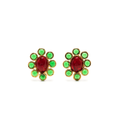 Vintage Finds flower glass cabochon clip-on earrings featuring colorful floral designs and clear glass accents.
