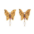 Saint Laurent Rive Gauche clip-on earrings with gold-tone design and elegant details, displayed on a white background.