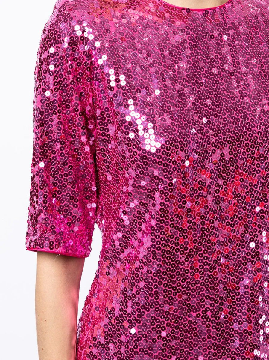 Yves Saint Laurent Rive Gauche sequin top with shimmering silver sequins, long sleeves, and a classic fit for stylish evening wear.