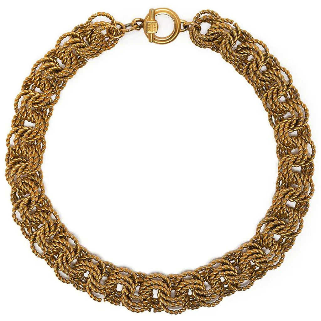 Gold chunky chain necklace by Other Designers featuring bold links, perfect for stylish layered jewelry looks.