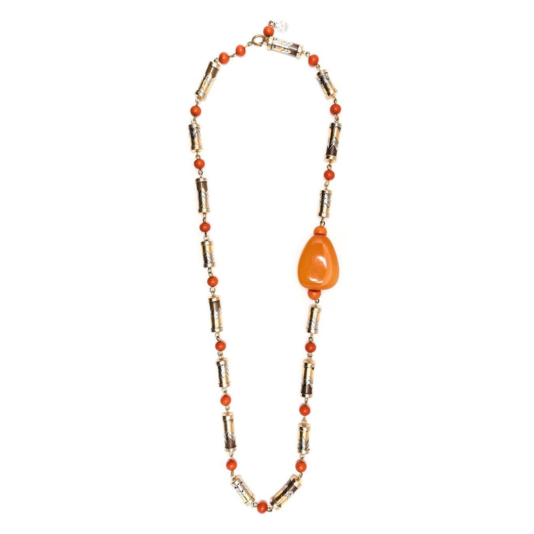 Vintage Givenchy beaded chain necklace from the 1970s with intricate beadwork and elegant design.