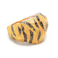 Vintage 1970s Tiger Gold and Black Diamond Ring featuring bold tiger design and intricate gold details.