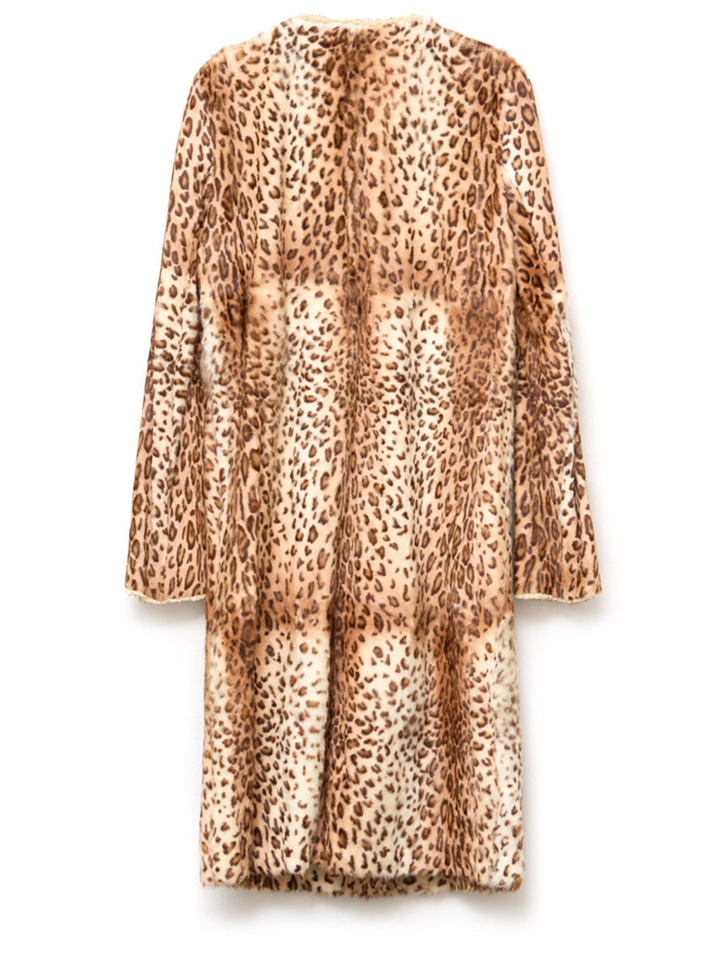 Fendi leopard print coat viewed from the back, showcasing the stylish animal pattern and tailored fit.
