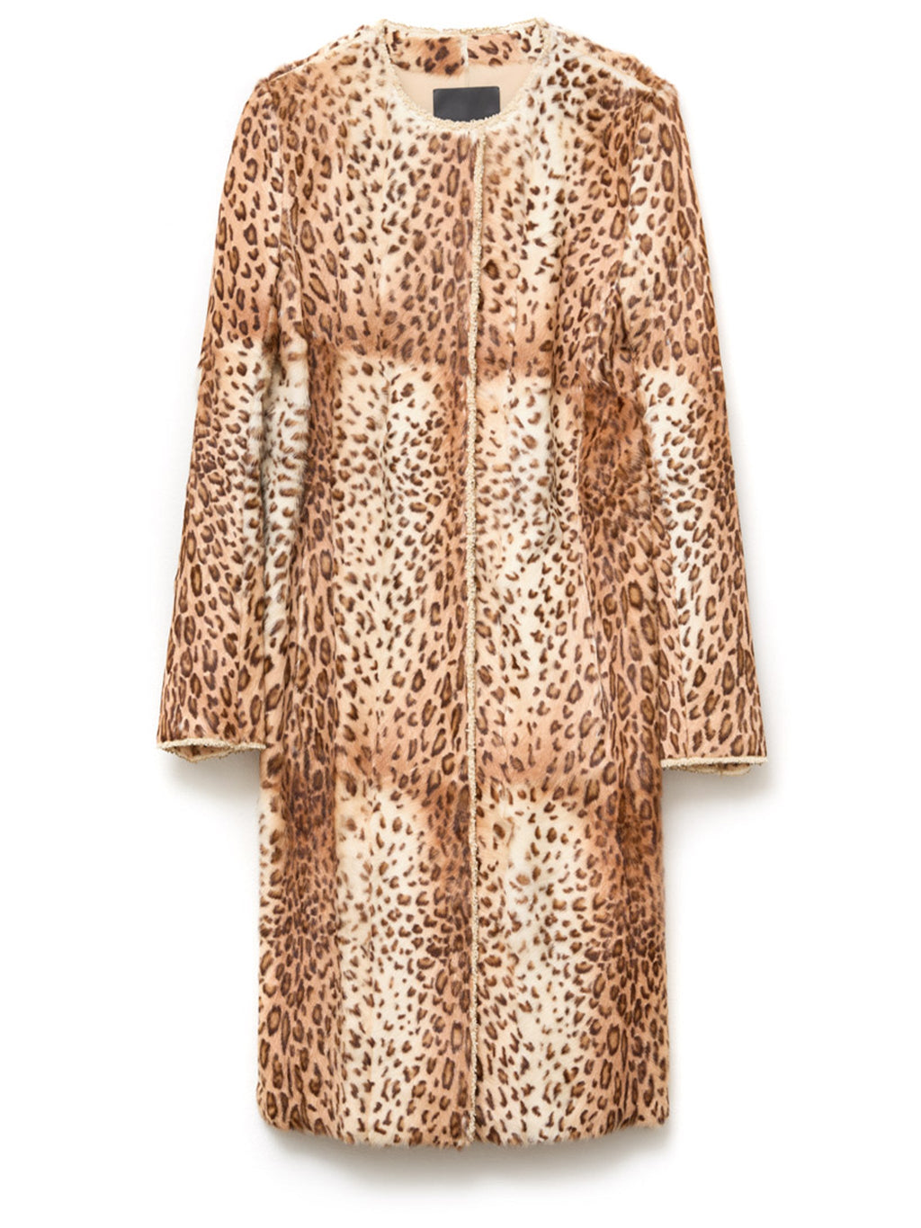 Fendi leopard print coat front view, stylish outerwear with bold animal pattern and tailored fit.