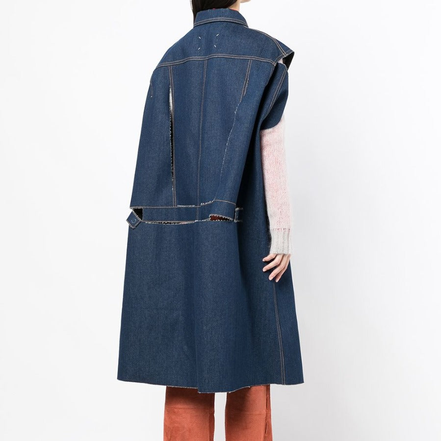 Maison Margiela Décortiqué denim cape coat, stylish outerwear with a structured design and unique detailing for a modern look.