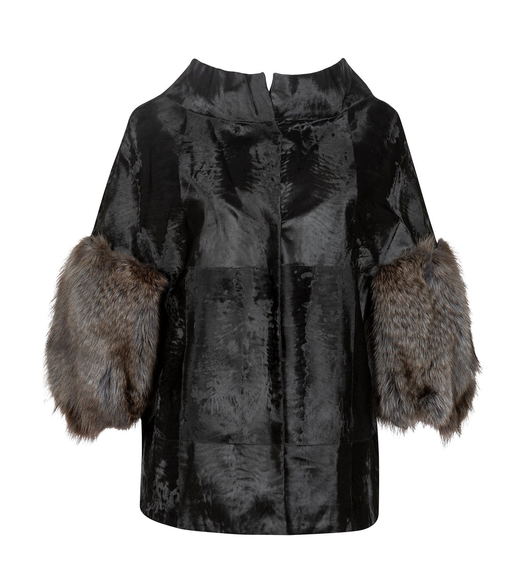 Marni blazer with fur cuff details, tailored fit, stylish front view, perfect for sophisticated winter or fall outfits.
