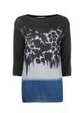 Blue floral print Prada knit top, featuring a stylish design with vibrant floral patterns on a comfortable knit fabric.