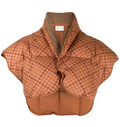 Celine cropped padded plaid jacket with puffer style, featuring a quilted design and classic plaid pattern, suitable for casual wear.
