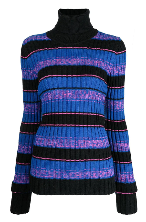Striped turtleneck ribbed knit jumper from Other Designers, featuring bold horizontal stripes and cozy knit texture.