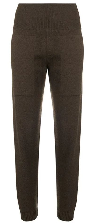 Hermès brown knitted lounge trousers with a relaxed fit and comfortable waistband, perfect for casual wear.