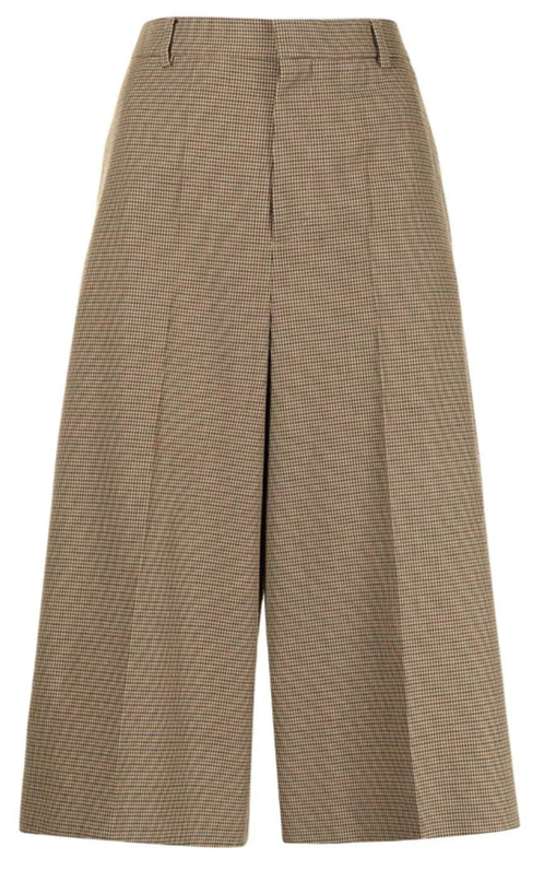 Celine 2019 check wool culottes, stylish trousers with a classic check pattern and tailored fit, made from warm wool fabric.