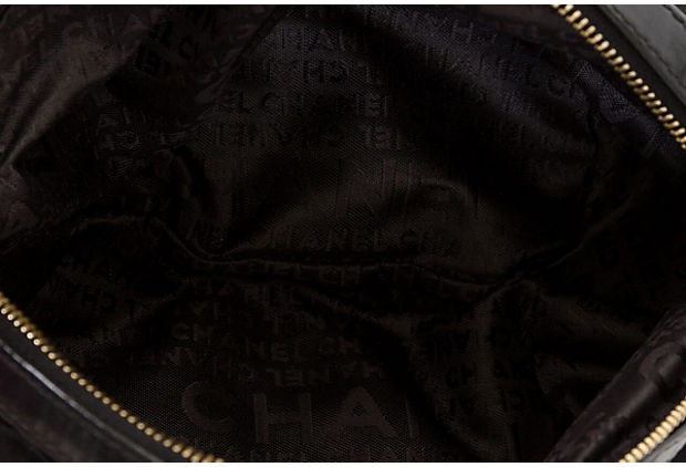 Chanel Black Silk Evening Bag w/ Clovers