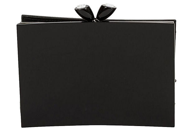 Chanel Black Lucite Kiss Lock Clutch