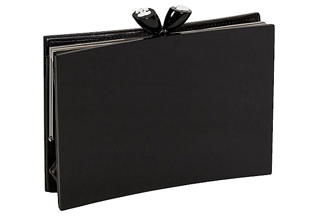 Chanel Black Lucite Kiss Lock Clutch