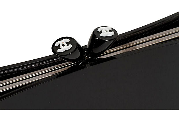 Chanel Black Lucite Kiss Lock Clutch