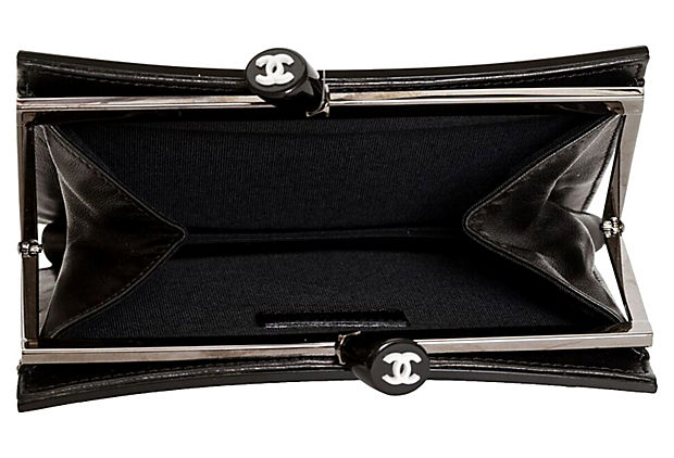 Chanel Black Lucite Kiss Lock Clutch