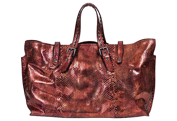 Bottega Veneta Metallic Rust Python Tote