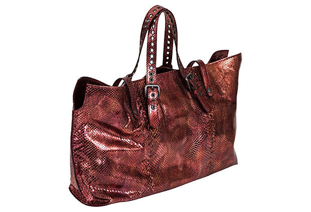 Bottega Veneta Metallic Rust Python Tote